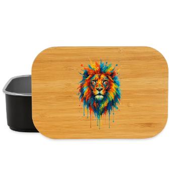 Lion sauvage coloré - Art couleurs Pop - Boîte à goûter - noir - Devant