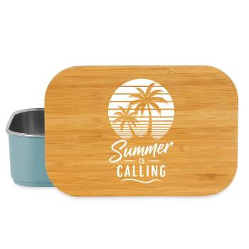 Sommer Shirt Palmen Strand Sonne Retro - Lunch Box - Hellblau - Vorne