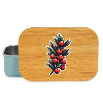 Roter Beerenzweig Blattmuster - Lunch Box - Hellblau - Vorne