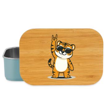 Tiger rocks loudly - Lunch Box - light blue - Front