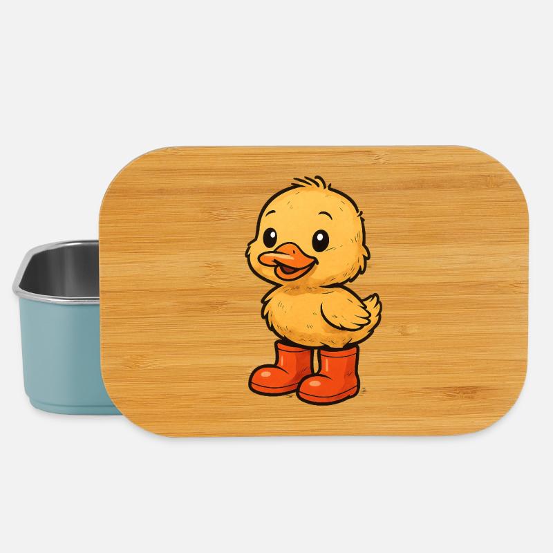 Cute duck motif with rubber boots - Lunch Box - light blue