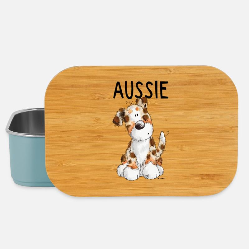 Fröhlicher Aussie - Australian Shepherd - Geschenk - Lunch Box - Hellblau