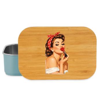 Pin-Up Girl Retro Vintage Style: Red Kissing Lips - Lunch Box - light blue - Front