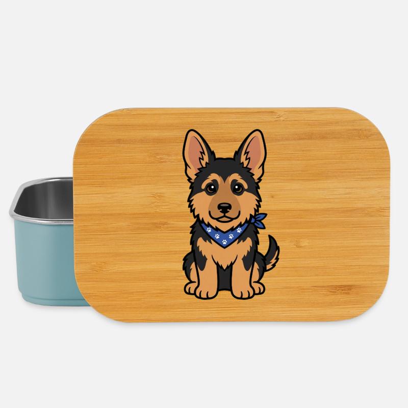 Cute German Shepherd Puppy with Bandana - Lunch Box - light blue