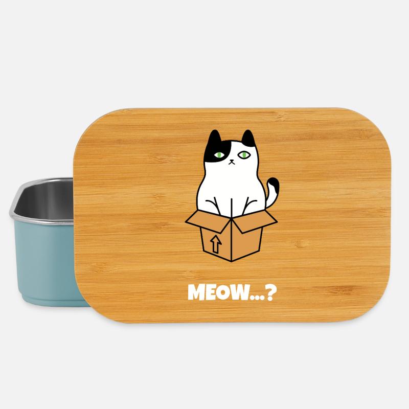 Cat head in moving box illustration - Lunch Box - light blue