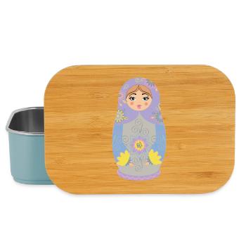 Illustration de poupée matriochka colorée - Boîte à goûter - bleu pâle - Devant