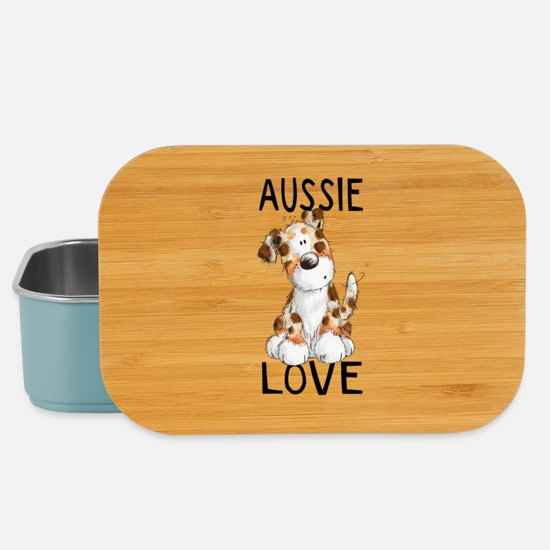 I Love Aussie - Australian Shepherd - Geschenk - Lunch Box - Hellblau