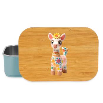 Cute llama with flower decoration - Lunch Box - light blue - Front
