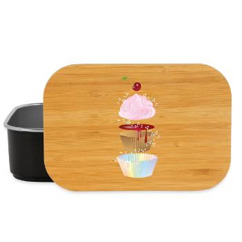 Illustration ludique de cupcakes en parties détachées - Boîte à goûter - noir - Devant