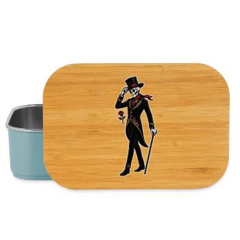 Skeleton dandy with rose in vintage style - Lunch Box - light blue - Front