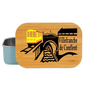 le petit train jaune - Boîte à goûter - bleu pâle - Devant
