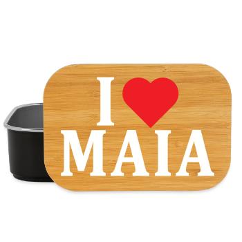 nom t-shirt I love Maia t-shirt idée cadeau - Boîte à goûter - noir - Devant