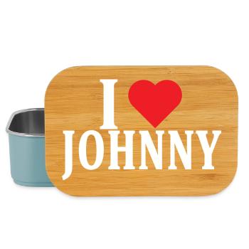 Name T-Shirt I love Johnny T-Shirt Geschenkidee - Lunch Box - Hellblau - Vorne