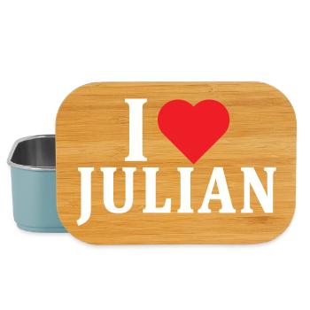 nom t-shirt J’aime Julian idée cadeau t-shirt - Boîte à goûter - bleu pâle - Devant