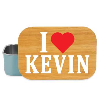 nom du t-shirt J’aime Kevin idée cadeau de t-shirt - Boîte à goûter - bleu pâle - Devant