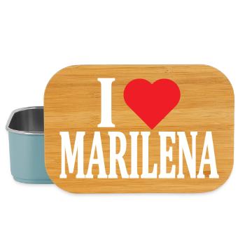 nom t-shirt J’aime Marilena t-shirt idée cadeau - Boîte à goûter - bleu pâle - Devant