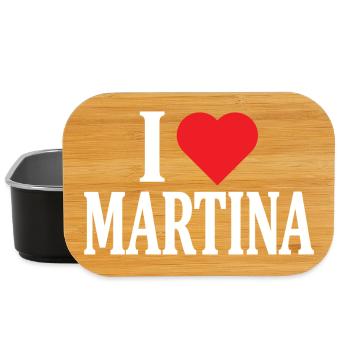 nom t-shirt J’aime Martina t-shirt idée cadeau - Boîte à goûter - noir - Devant