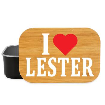 nom du t-shirt J’adore Lester idée cadeau t-shirt - Boîte à goûter - noir - Devant