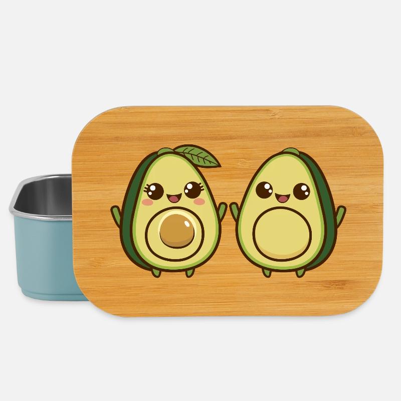 Duo Avocat Mignon Animé - Boîte à goûter - bleu pâle