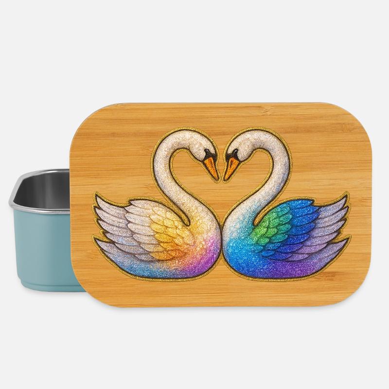 Regenbogenherz Schwanenpaar - Lunch Box - Hellblau