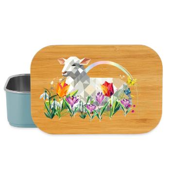 Frühlingslamm mit Blumen und Schmetterlingen - Lunch Box - Hellblau - Vorne