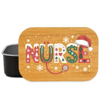 Logo du stéthoscope de l’infirmière Christmas - Boîte à goûter - noir - Devant