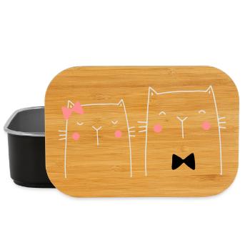 Katze Katzenpaar Hochzeit Geschenk Verlobung Liebe - Lunch Box - Schwarz - Vorne