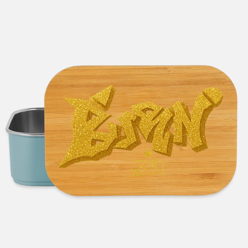 Gold Glitzer Graffiti BANG Design - Lunch Box - Hellblau