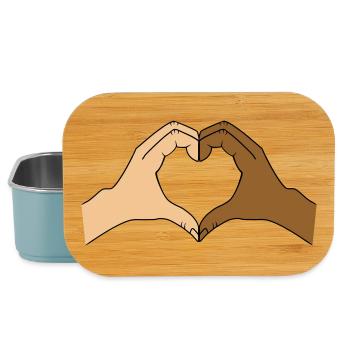 Coloured heart hand motif - customisable - Lunch Box - light blue - Front