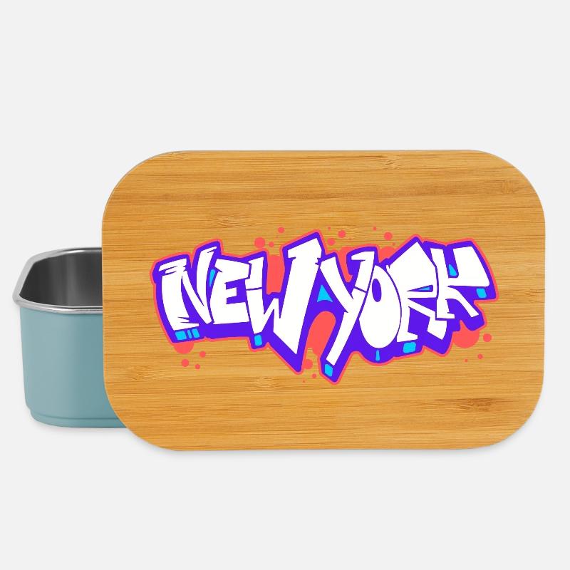 New York Horizontal Graffiti 1 - Lunch Box - light blue