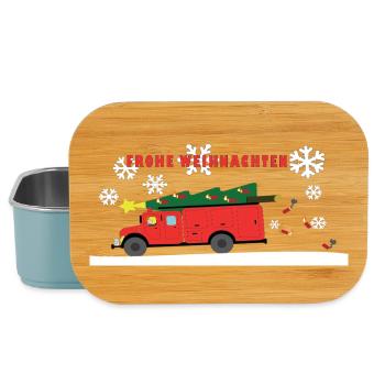 Feuerwehr Weihnachtsbaum Truck - Lunch Box - Hellblau - Vorne