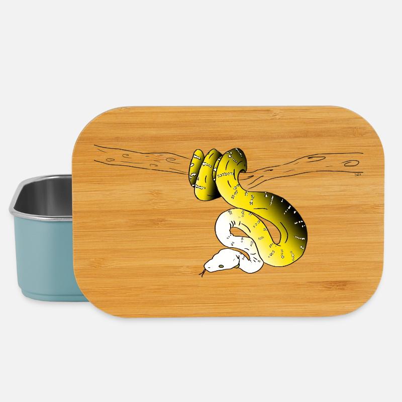 Yellow Snake - Lunch Box - light blue