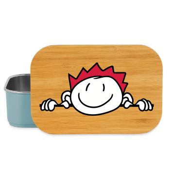 verstecken wand mauer gesicht kopf kind gemalt kri - Lunch Box - Hellblau - Vorne