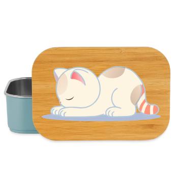 Sleeping Cat – Design pour la paix intérieure - Boîte à goûter - bleu pâle - Devant