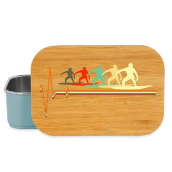 Retro Surfing Heartbeat Vintage Surfer Wave - Lunch Box - light blue - Front