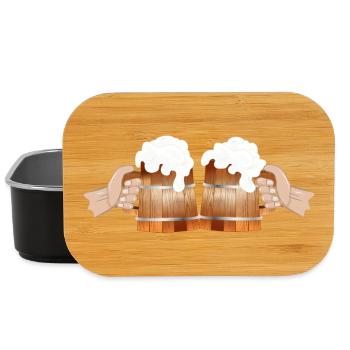 zwei gefüllte Bierkrüge Zum Anstoßen Prost - Lunch Box - Schwarz - Vorne