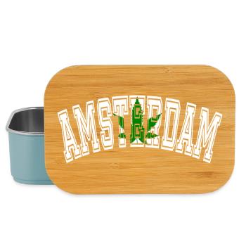 Design d’Amsterdam avec feuille de cannabis - Boîte à goûter - bleu pâle - Devant