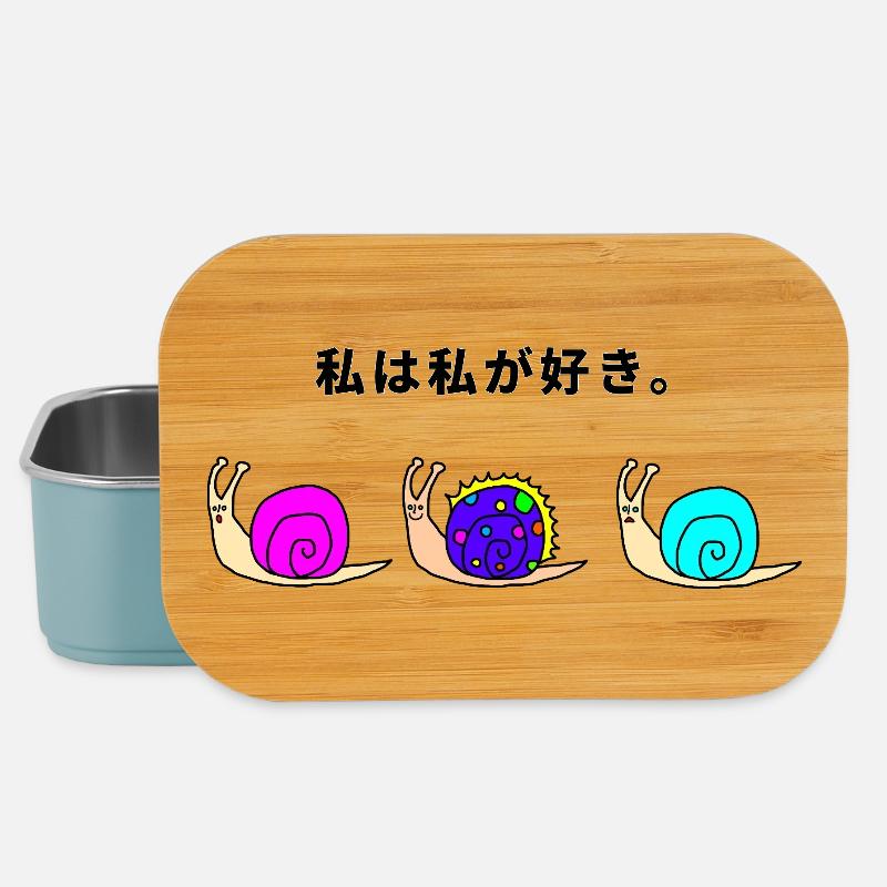 trois escargots colorés kawaii - Boîte à goûter - bleu pâle