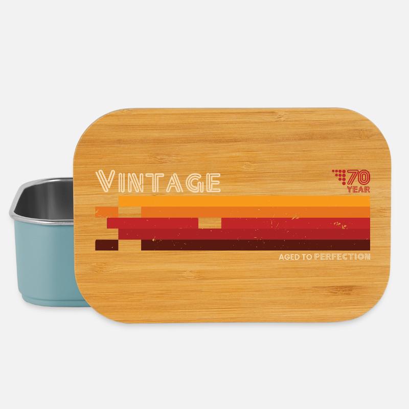 Vintage Rayures Années 70 Rétro - Boîte à goûter - bleu pâle