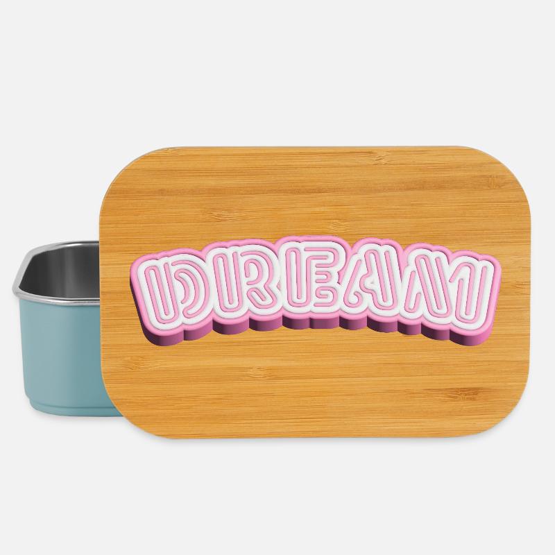 Dream 3D Typography - White & Pink 3D Word Design - Lunch Box - light blue