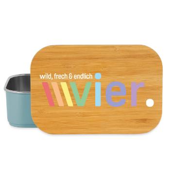 Wild, cheeky and finally four - Lunch Box - light blue - Front
