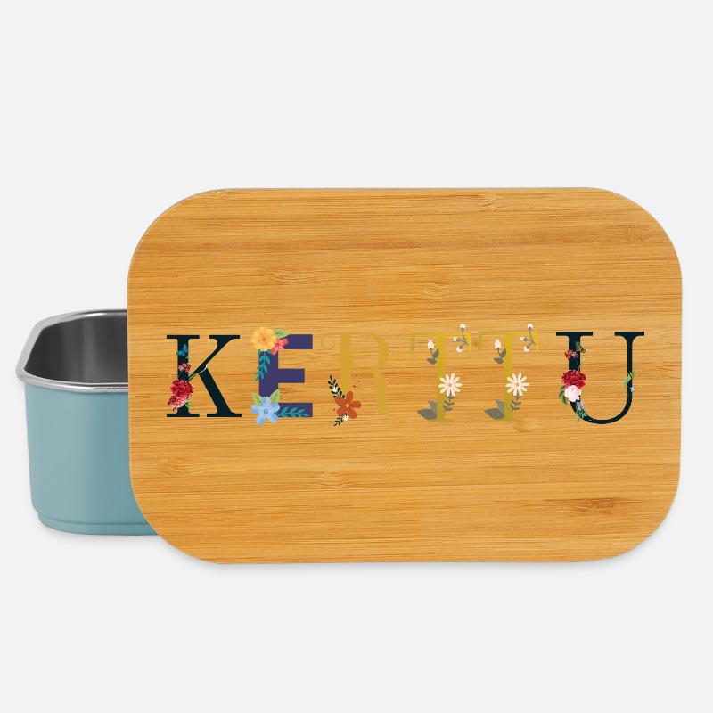 KERTTU name decorated with flowers - Lunch Box - light blue