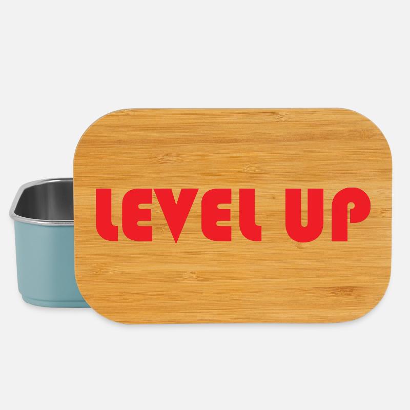 LEVEL UP-Red Text - Lunch Box - light blue