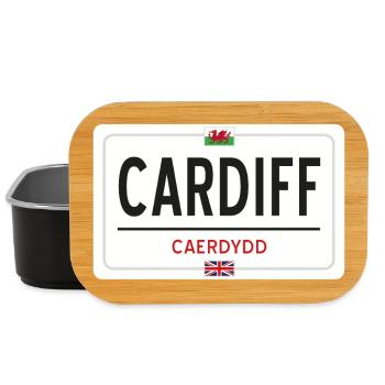 Ortsschild Cardiff - Lunch Box - Schwarz - Vorne