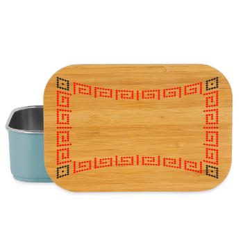 Frame pattern red - Lunch Box - light blue - Front