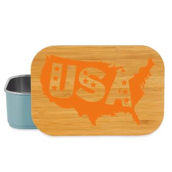 Carte orange des États-Unis avec étoiles - Boîte à goûter - bleu pâle - Devant