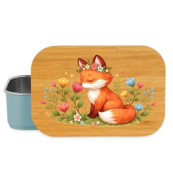 Niedlicher Frühlingsfuchs mit Blumenkranz - Lunch Box - Hellblau - Vorne