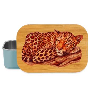 Leopard Motif Sleeping - Lunch Box - light blue - Front