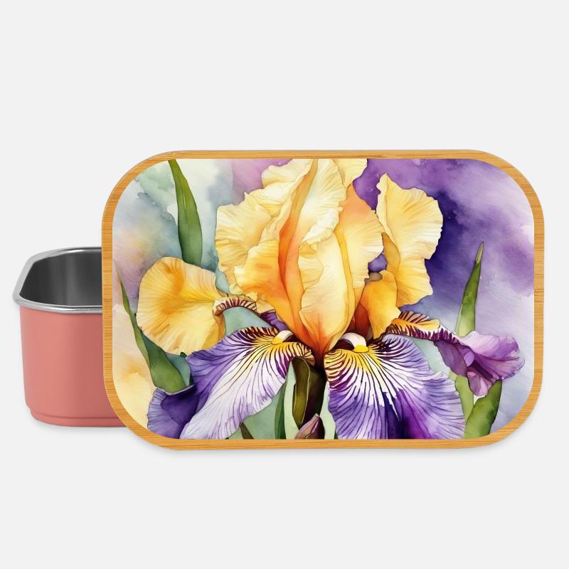 Iris Schwertlilie lila orange | Aquarell - Design - Lunch Box - Hellrosa