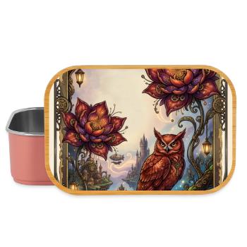 Chouette fleurie et chouette à vapeur - Boîte à goûter - rose clair - Devant